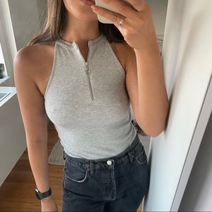 Gray zip detail bodysuit size 6